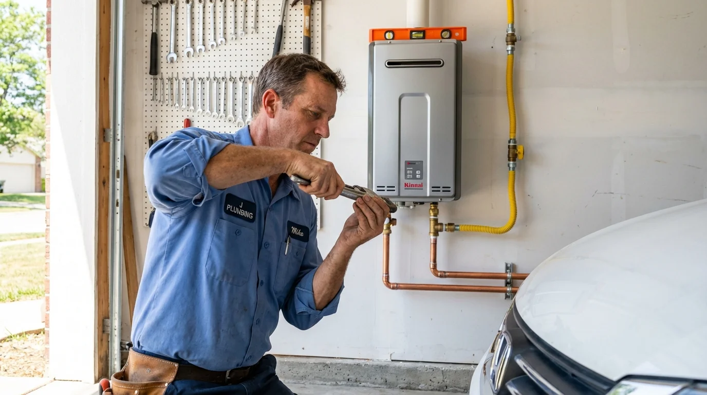 Tankless water heater installation by a Johns Plumbing LLC plumber in Frankfort